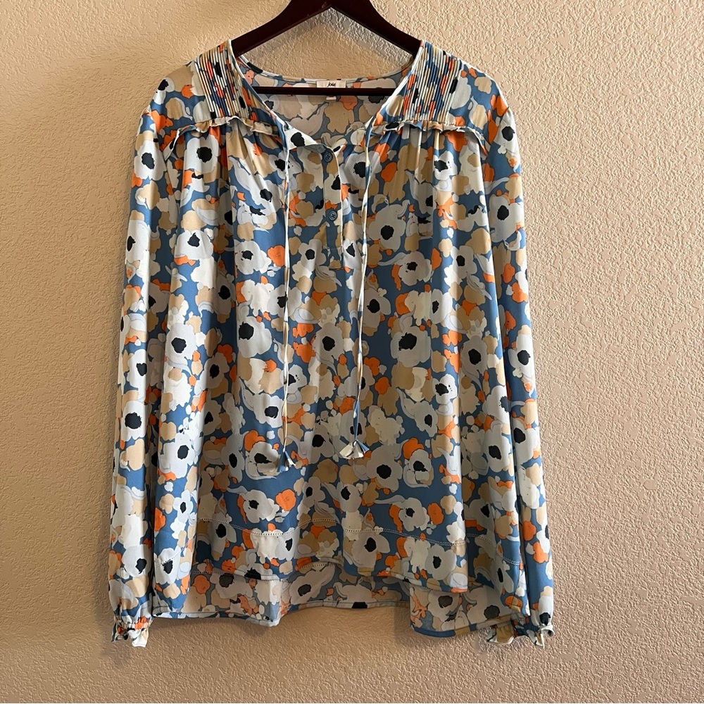 Joie Long Sleeve Floral Peasant Blouse Size XXL